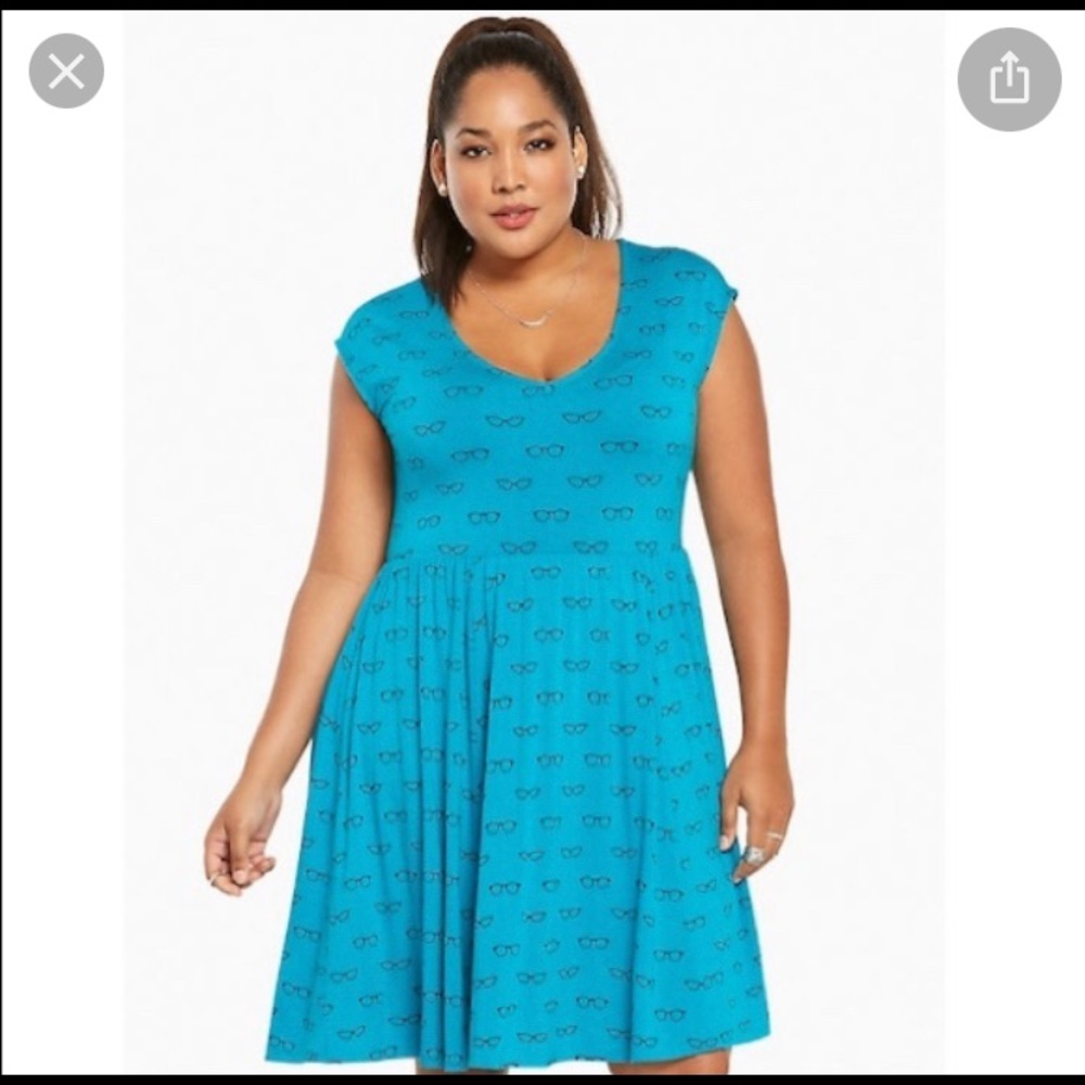 Torrid Eyeglass Print Jersey Skater Dress